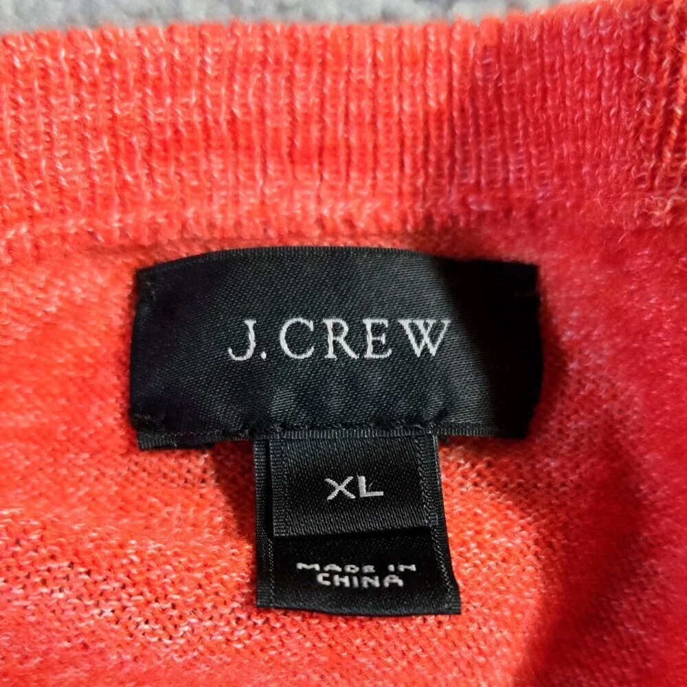 J. Crew Linen Blend Heather Orange Red Crew Neck Lightweight Sweater C4089